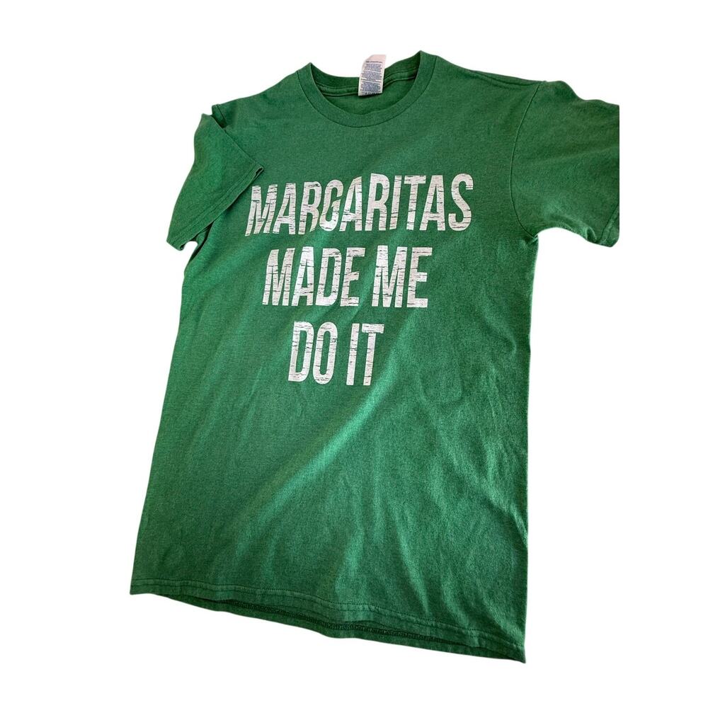 SKU3093 Delta Pro Men's Small Green "Margaritas Made Me Do It" Graphic T-Shirt